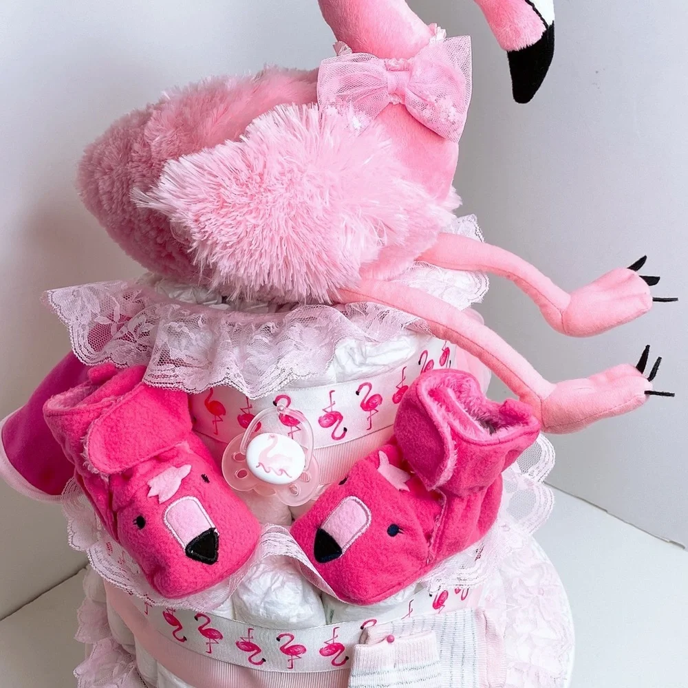 Flamingo Diaper Cake, Baby Shower Gift